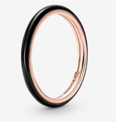 Кольцо Pandora ME 189655C01 с чёрной эмалью, розовое золото и чёрный