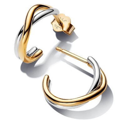 Pandora 263880C00 Серьги в серебряном и золотом тонах