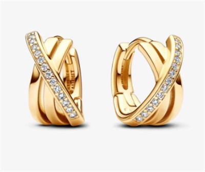 Pandora Pavé Interlaced Hoop Earrings 263150C01 Gold
