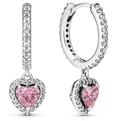 Pandora 291445C01 Серебристо-розовые серьги