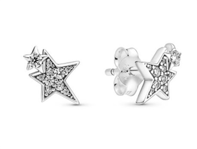 Pandora 290012C01 Серебристые асимметричные серьги-гвоздики «Звезда»