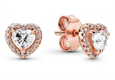 Pandora Işıltılı Kalp İğne Küpeler 288427C01 Rose Gold