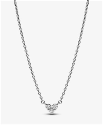 Pandora Üç Taşlı Kalpli Kolye 393014C01-45 Gümüş