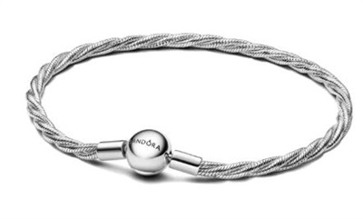 Pandora Yuvarlak Pandora Klipsli Kıvrımlı Yılan Zinciri 593757C00 Bilezik Gümüş
