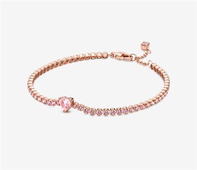 Pandora 580041C01 Браслет-теннис с сияющим сердцем, Rose Gold