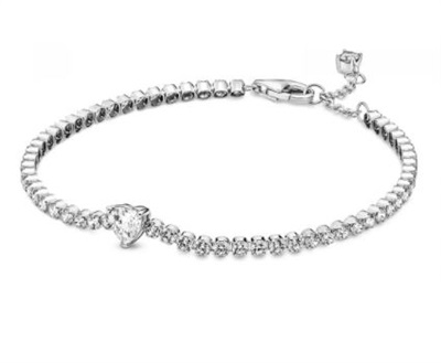 Pandora 590041C01 — серебристый браслет-теннис с сердцем