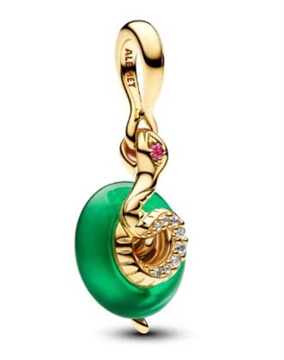 Pandora 763617C01 Green Murano Glass Snake Dangle Charm