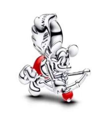 Pandora Disney Mickey Mouse Cupid Charm 793616C01 Silver Red