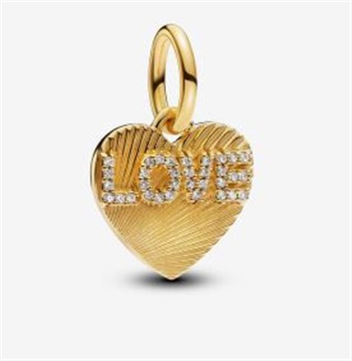 Pandora 763604C01 Gold Heart Tag Dangle Charm