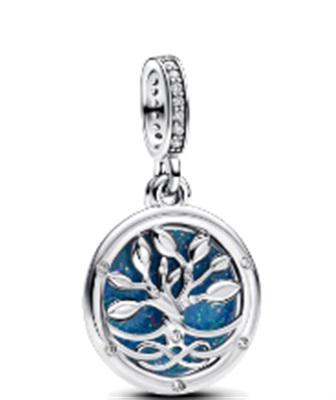 Pandora 793599C01 Glow-in-the-Dark Tree of Infinity Double Dangle Charm, Silver