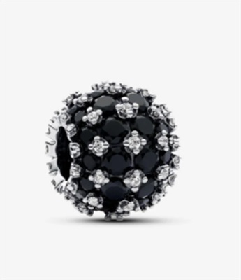 Pandora Sparkling Pavé Round Charm 792630C04 Siyah Beyaz