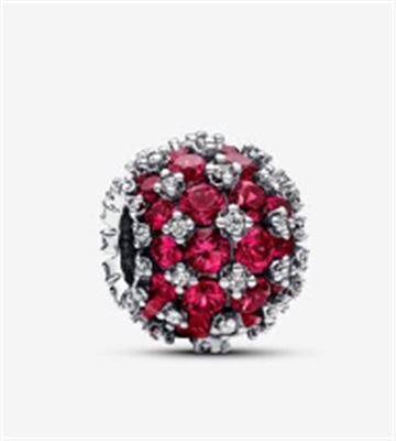Pandora Sparkling Pavé Round Pink Charm 792630C03 Kırmızı