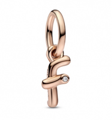 Pandora 782532C01 Dangle F Letter Charm, Rose Gold F