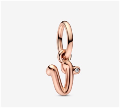 Pandora V Letter Dangle Charm 782480C01 Rose Gold V