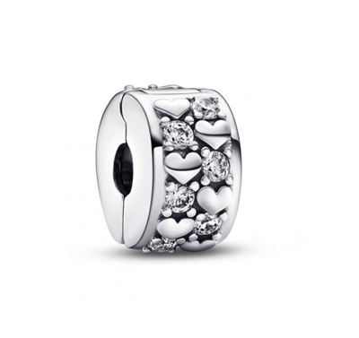 Pandora 792235C01 — клипса-шарм «Сердца», серебристая