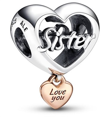 Pandora Seni Seviyorum Kız Kardeşim Kalp Charm 782244C00 Gümüş/rose