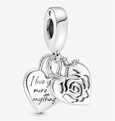 Pandora Gül, Kalp ve Kilit Sallantılı Charm 790086C00 Gümüş