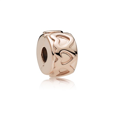 Pandora Row of Hearts Clip 781978 Charm Rose Gold
