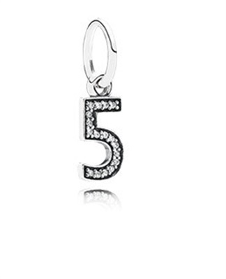 Pandora 5 Rakami Sallantili Charm 791343CZ Kolye Ucu Gümüş 5