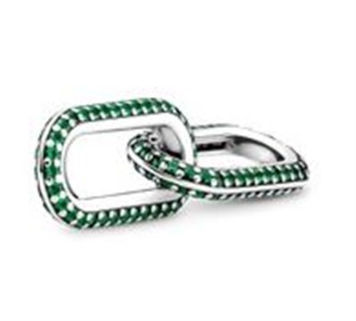 Кольцо Pandora ME Pavé 799660C01, серебристое и зелёное