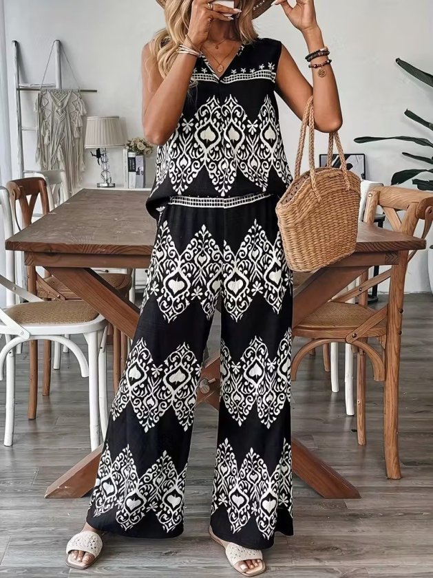 Girince 191837 Women's Printed Camisole and Trousers Set