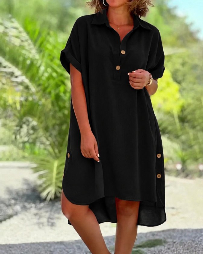 Girince 191320 Women's Short-Sleeve High-Low Midi Dress