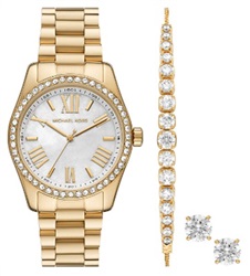 Michael Kors 3 LÜ Settir ( Bileklik Küpe Saat MK1079SET Altın