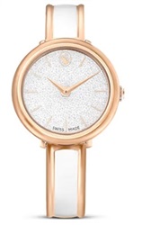 Swarovski Crystalline Bangle watch, Swiss Made SW5689324 Kol Saati Rose Gold Beyaz