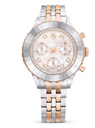 Swarovski Octea Chrono watch, Swiss Made SW5672937 Kol Saati Gümüş/rose