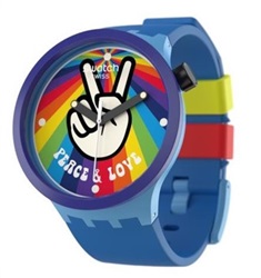 Swatch Peace Hand Love SB03N105 Kol Saati Lacivert