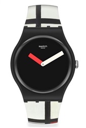 Swatch Red, Blue And White, BY Piet Mondrian SUOZ344 Kol Saati Siyah Beyaz