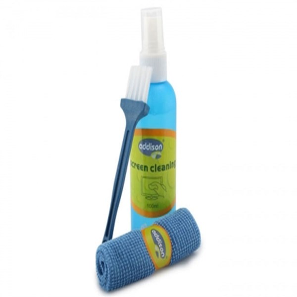 Addison 300782 100ml Sprey + Fiber Bez+Fırça Lcd Ekran Temizleme Seti