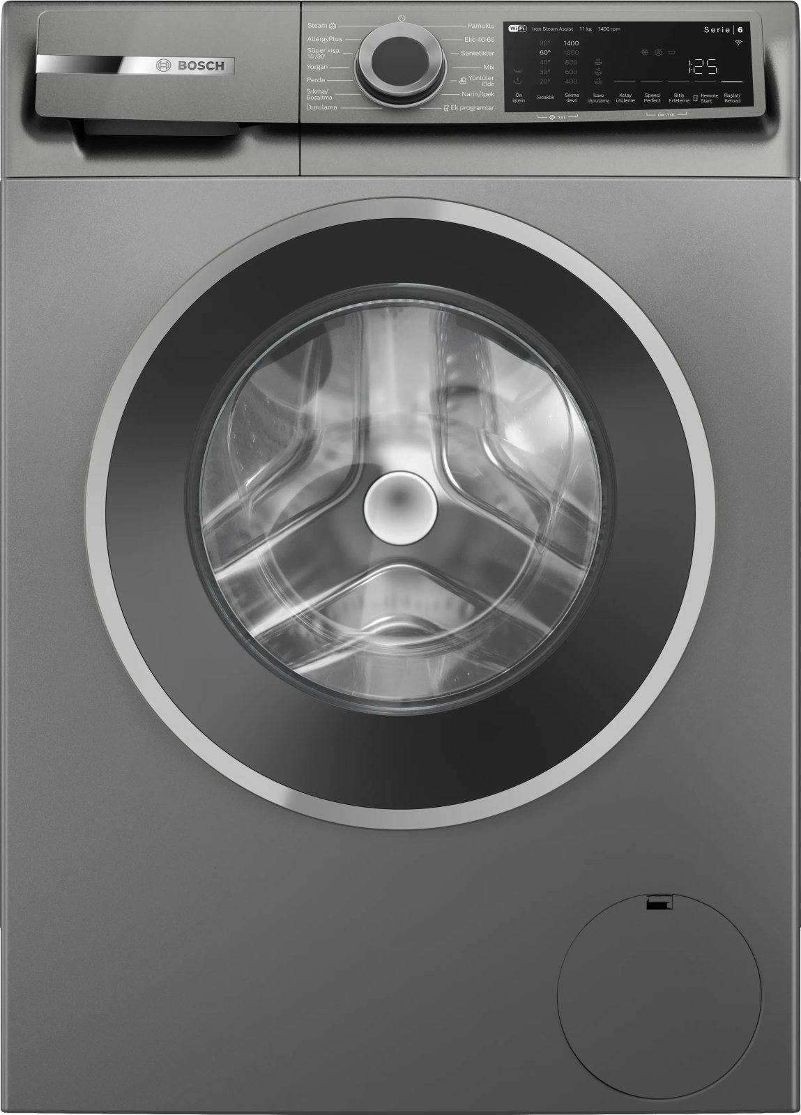 BOSCH- Serie 6 Çamaşır Makinesi 11 kg maks. 1400 dev./dak., Antrasit renk