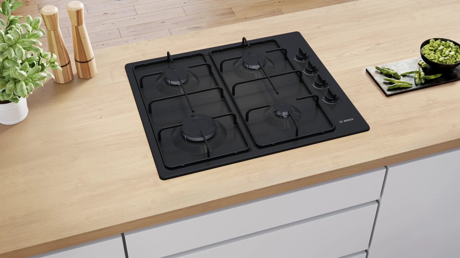 Serie 2 Gazlı Ocak 60 cm Emaye, Siyah