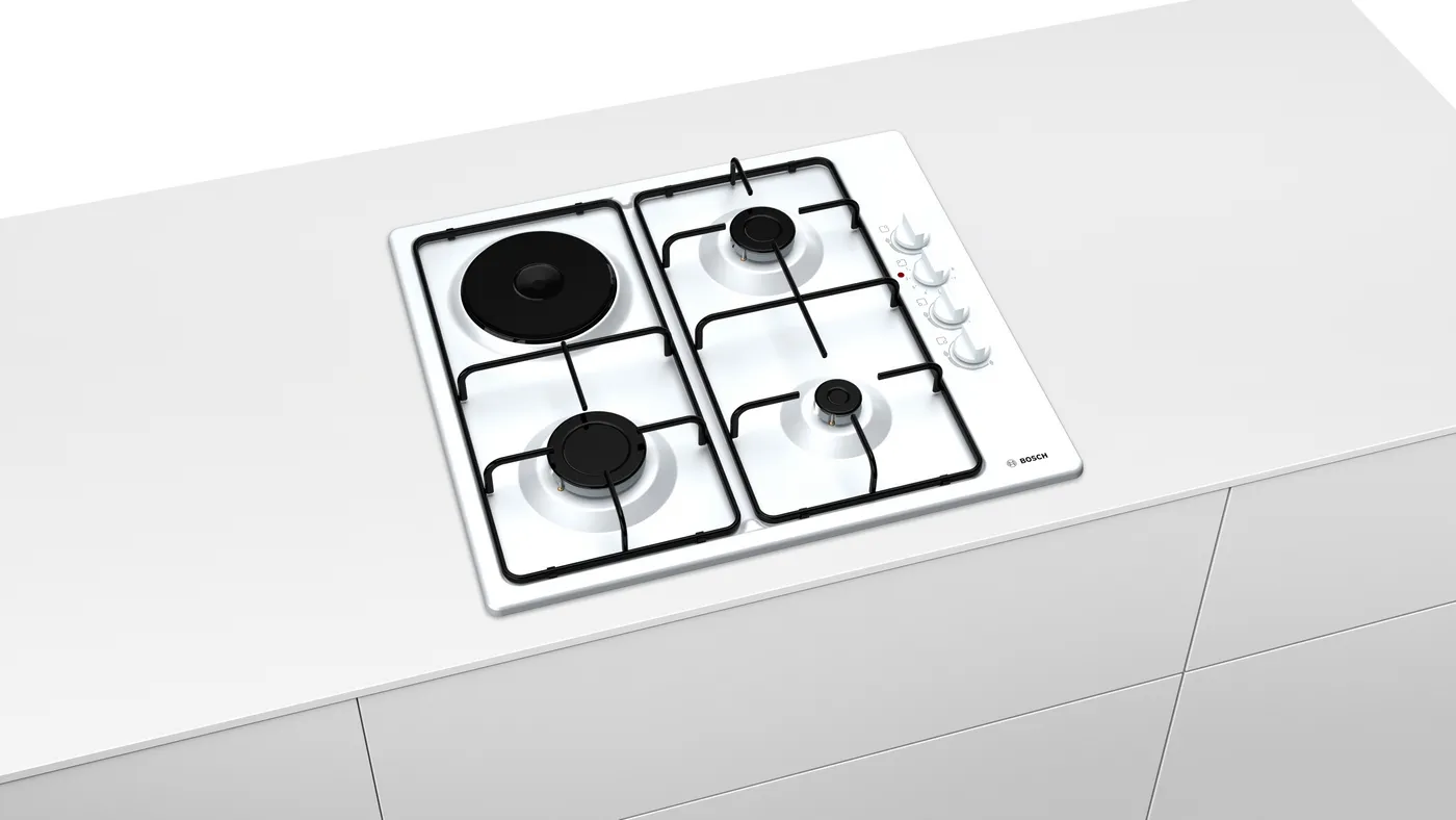 Serie 2 Kombine Ankastre Ocak (3 Gaz + 1 Elektrik) 60 cm Beyaz