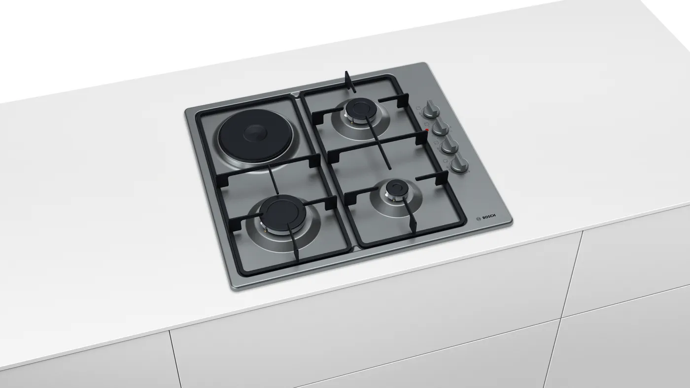 Serie 2 Kombine Ankastre Ocak (3 Gaz + 1 Elektrik) 60 cm Paslanmaz Çelik