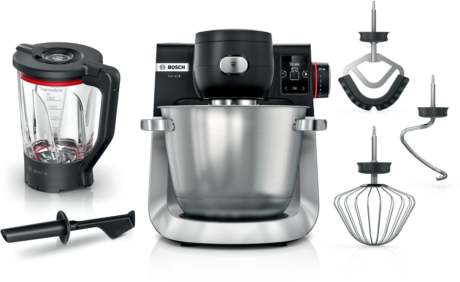 Serie 6 Mutfak Makinesi 1600 W Siyah, Paslanmaz çelik