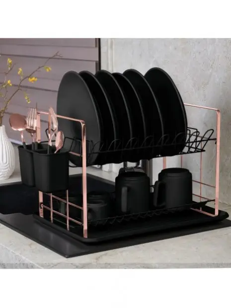 Berlinger Haus BH-8644 Dish Rack, Black-Rose Gold