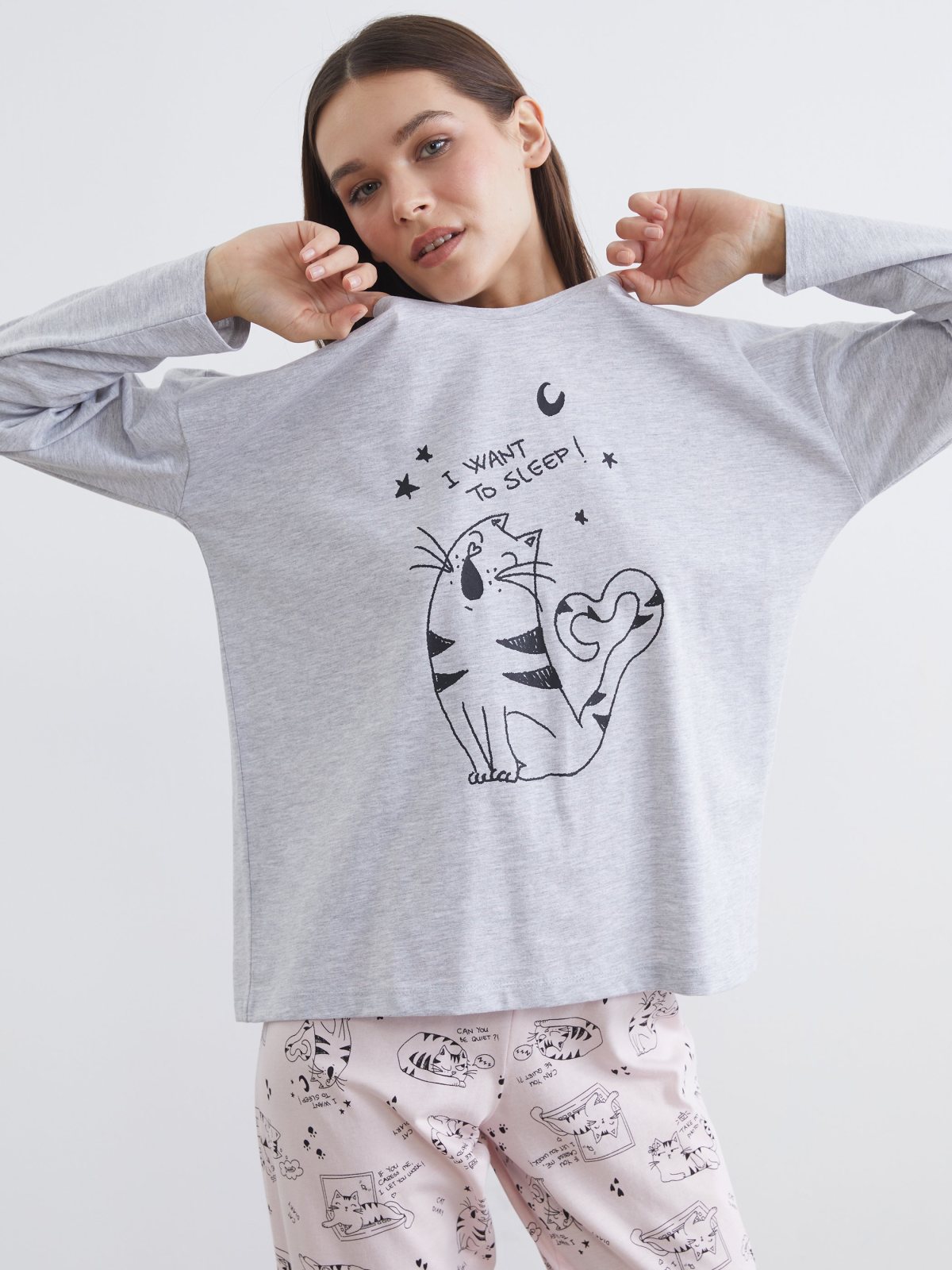 Pijama Takım PEMBE BASKILI