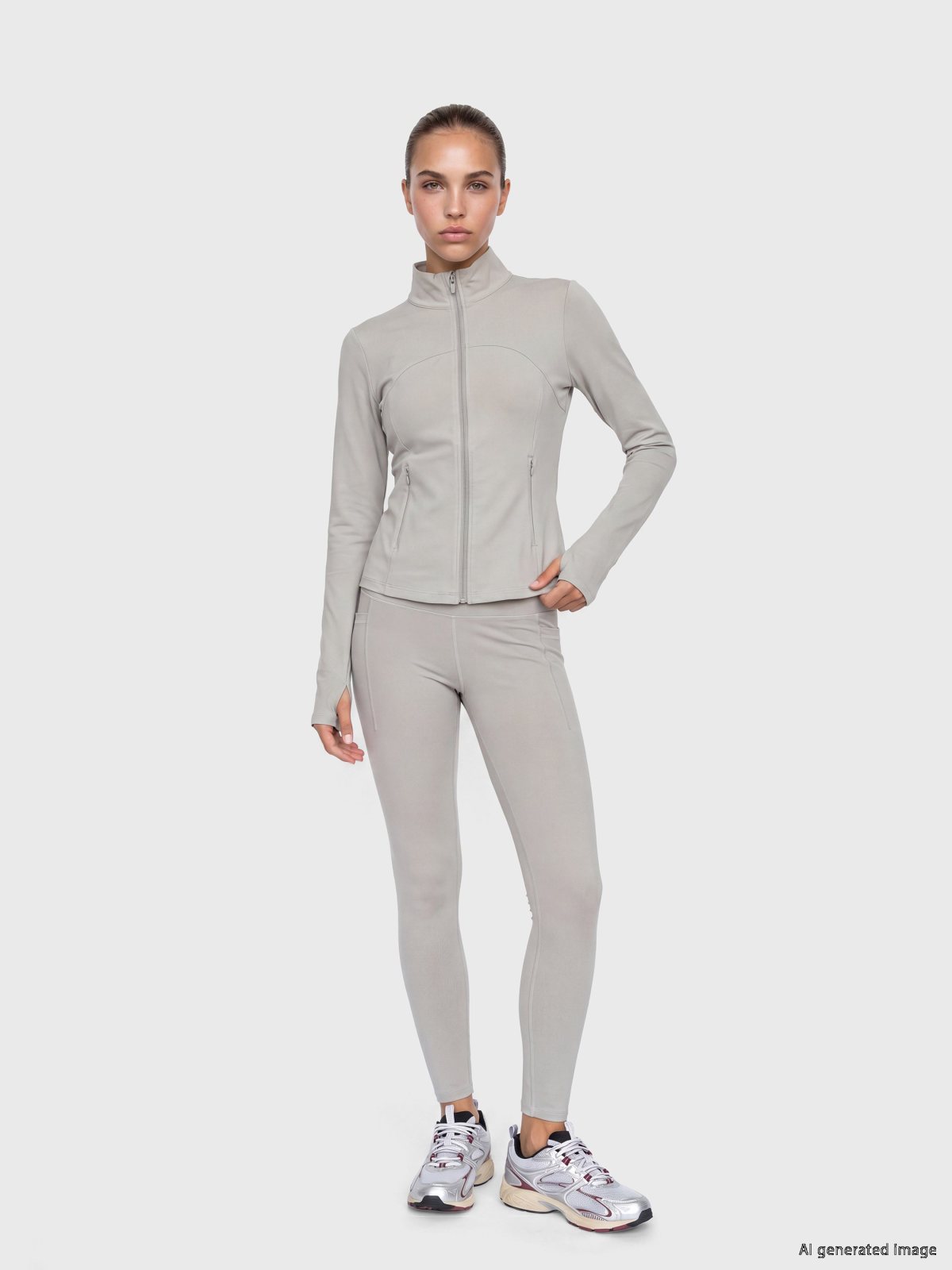 LC Waikiki W6Q266Z8 Women's Tracksuit and Leggings, Light Grey