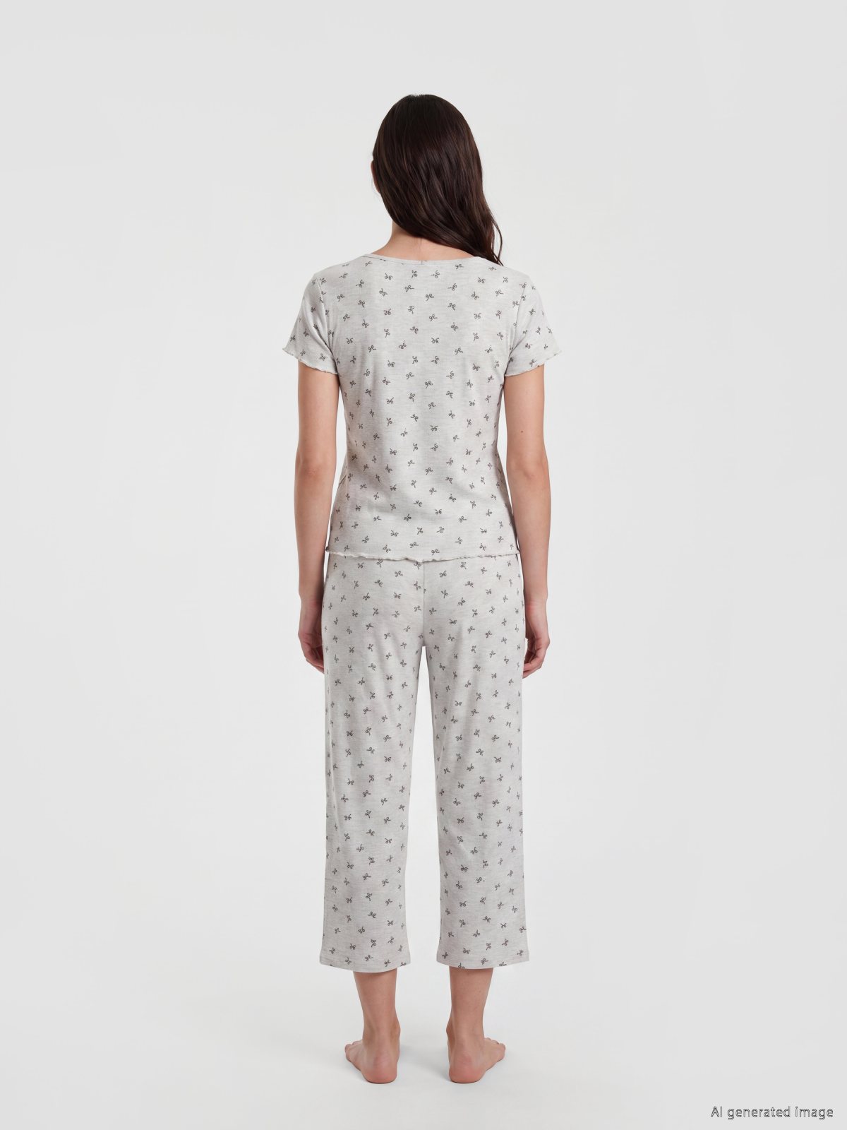 Kaprili Pijama Takımı KOYU GRİ BASKILI