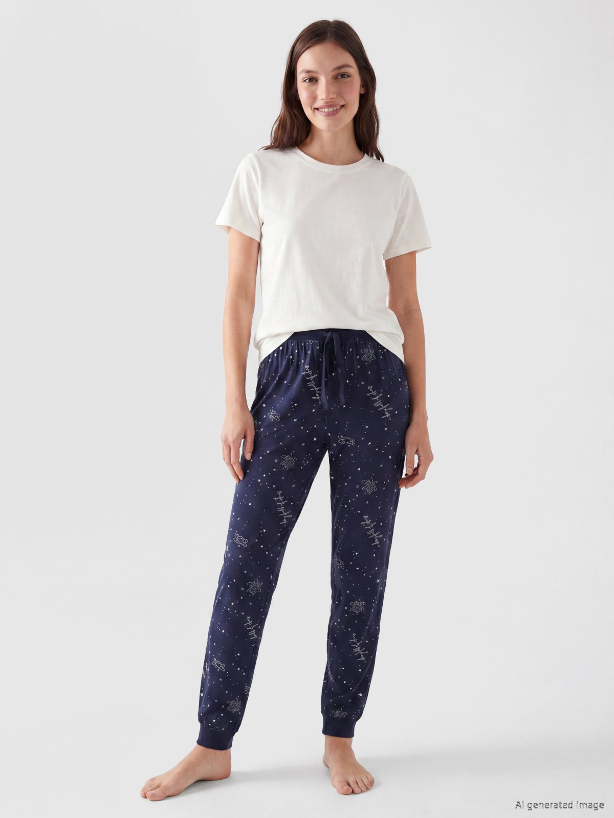 Pijama Alt Lacivert Baskılı