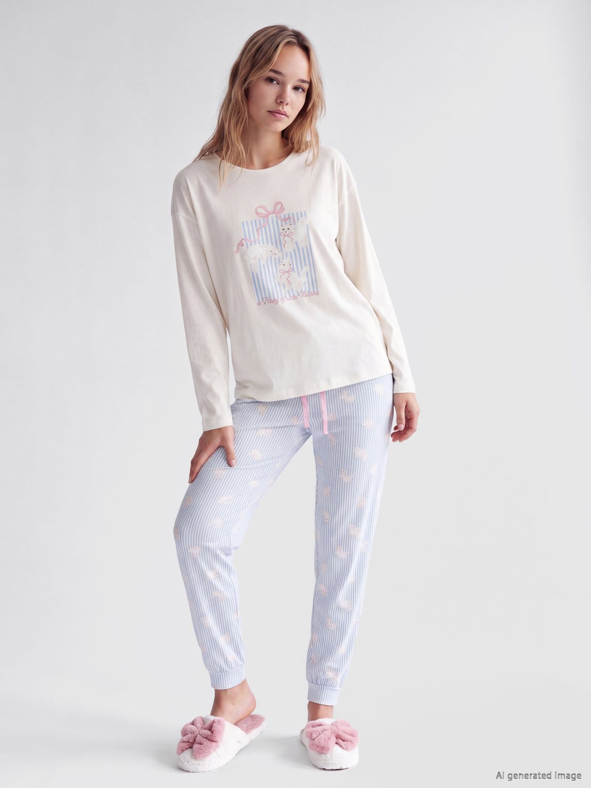 Pijama Takım AÇIK MAVİ BASKILI