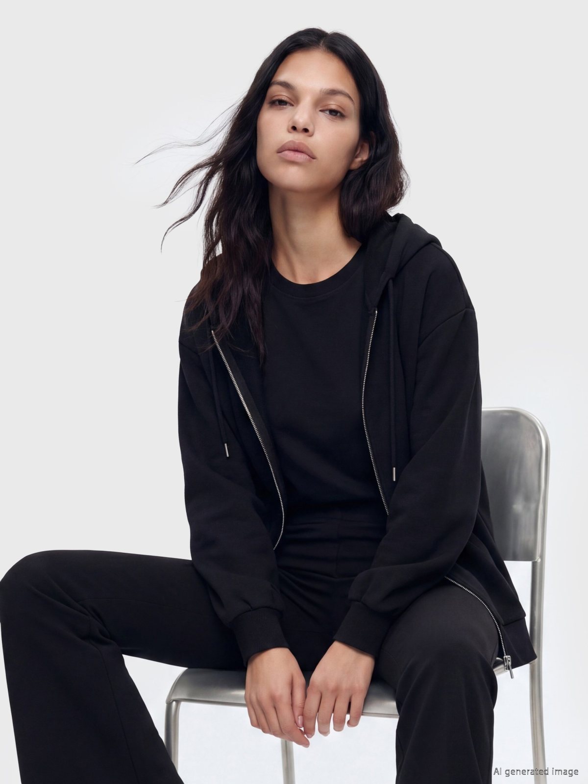 Fermuarlı Sweatshirt YENİ SİYAH