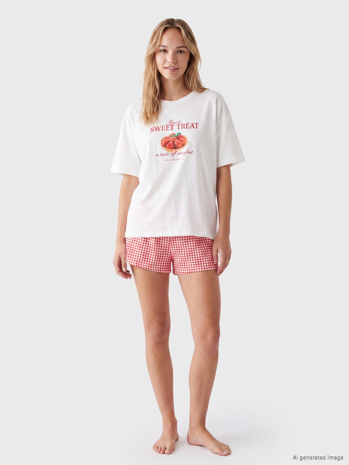 Şortlu Pijama Takımı KIRMIZI EKOSELİ
