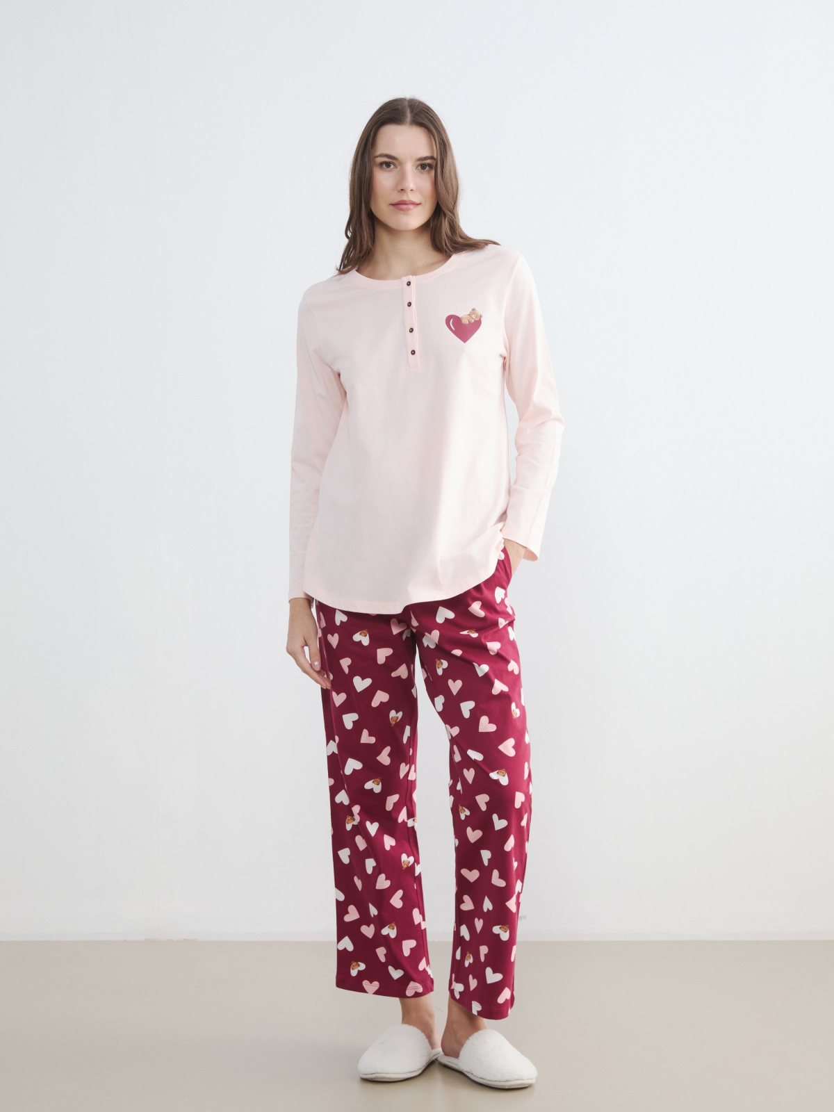 Pijama Takım KOYU KIRMIZI BASKILI