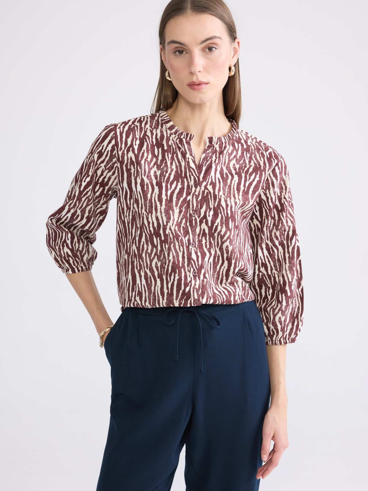 Bluz Bordo Baskılı