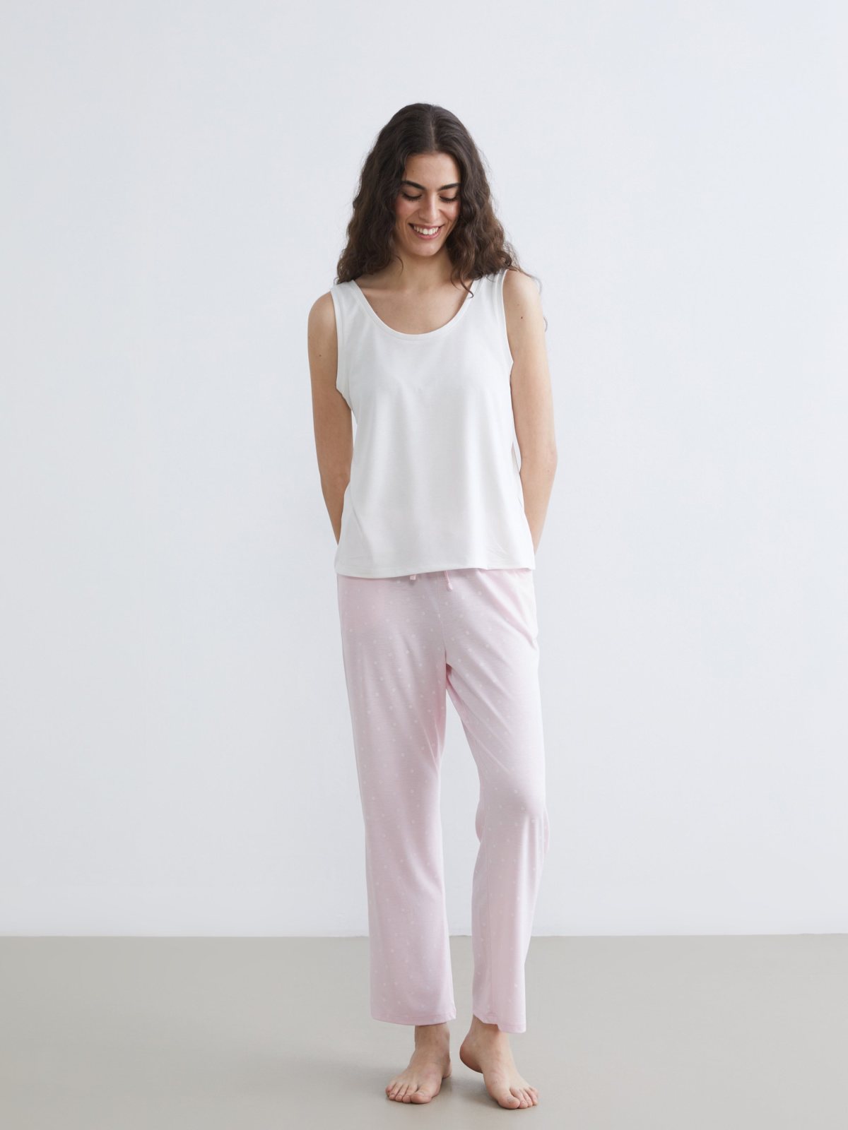 Pijama Alt PEMBE BASKILI