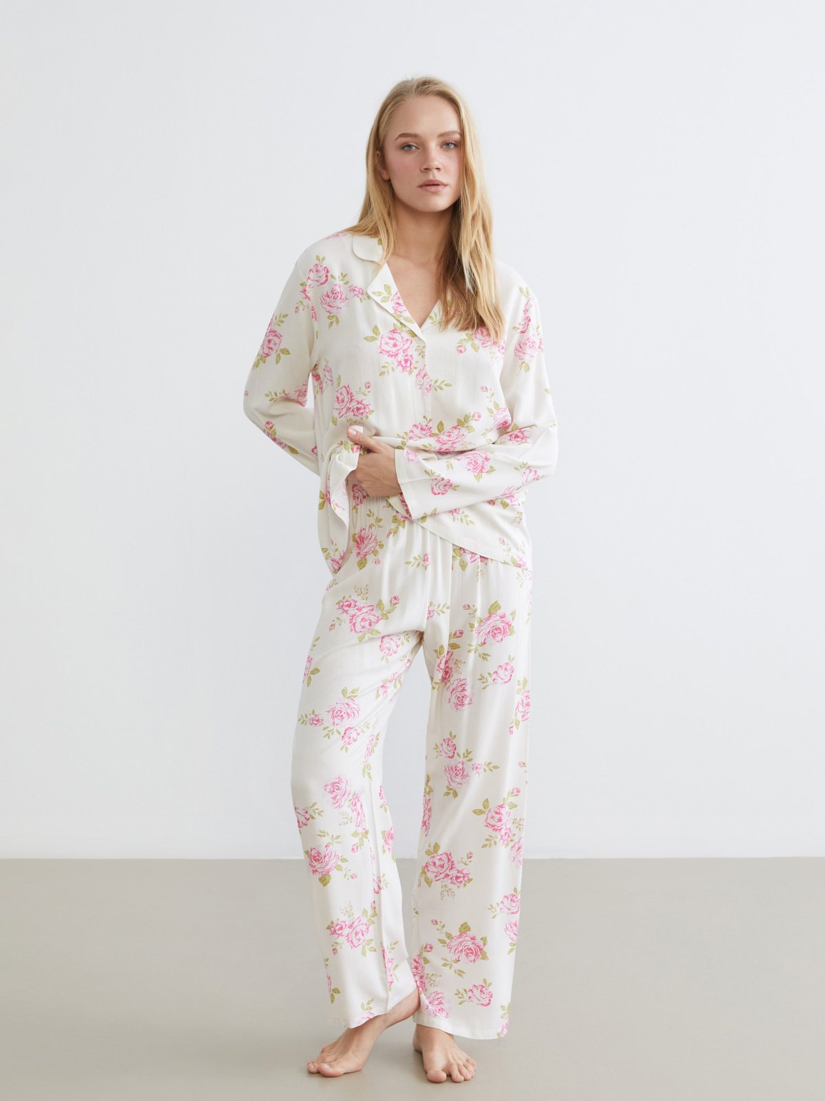 Pijama Takım EKRU BASKILI