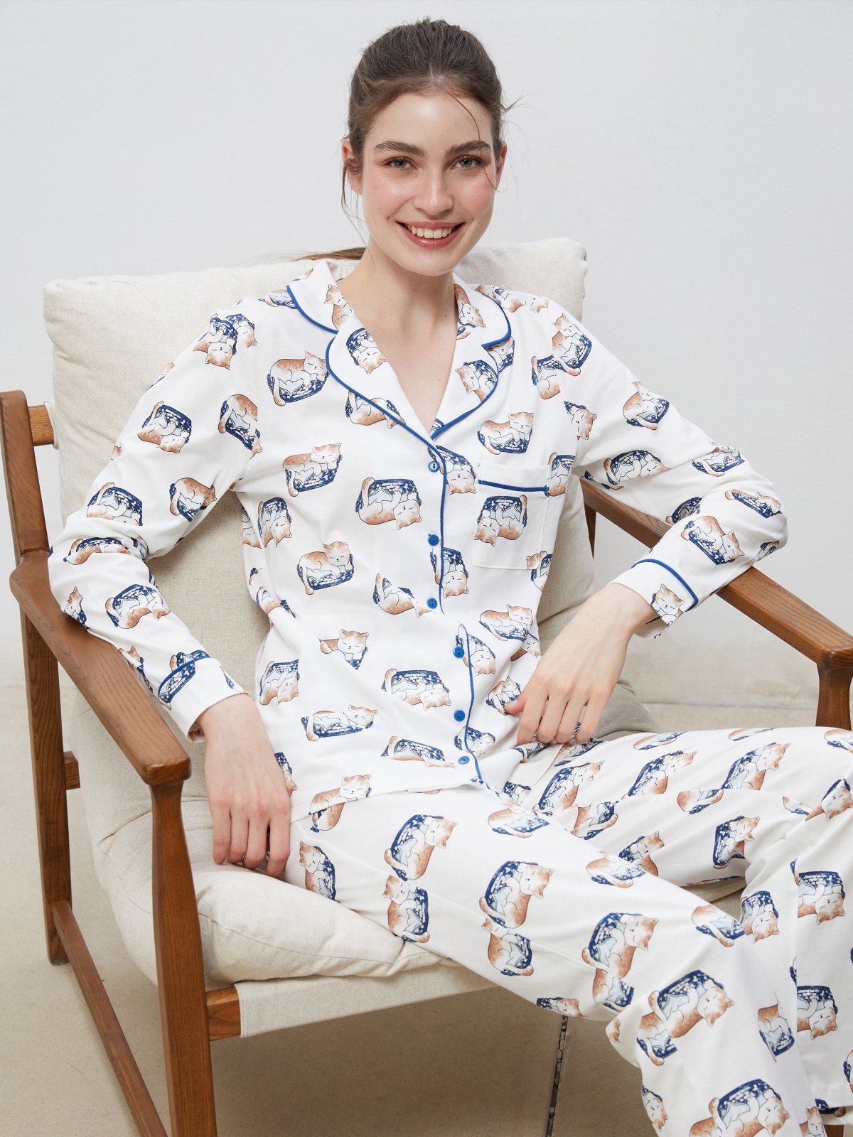 Pijama Takım EKRU BASKILI